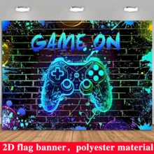 2D Plat 1 pièce Bannière de fond de jeu électronique - Décoration murale en polyester néon brillant pour gamer, convient pour l'anniversaire, la soirée de jeu, l'arcade - Décoration multifonctionnelle pour la chambre et le jardin, toile de fond de photographie thème de jeu sans électricité - Convient pour les occasions générales et divers festivals - 1 - Voir 2