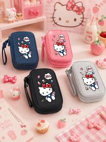 SANRIO 1個 Hello Kitty 印花數位收納袋，可愛多層拉鍊電子收納包，附腕帶，適用於電纜、耳機、卡片和小物品 - 彩色 - 查看 1