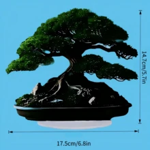 Acrylic Bonsai Tree Decor, 2D Flat Japanese Pine Bonsai Garden Sign, Zen Garden Ornament, Suitable For Home, Patio, Balcony, Office Desk - Green - View 7