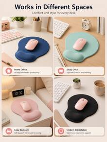 Small Silicone Mouse Pad With 3D Wrist Rest, Soft Non-Slip Desk Mat, Compact Ergonomic Wrist Support Pad For Home Office, Laptop, Computer, Gaming, Study, Workstation And Desktop Accessories - One Size - View 10