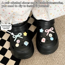 夏季新款可愛學生女款洞洞涼鞋，EVA厚底增高，戶外沙灘休閒舒適時尚百搭，可兩穿拖鞋 - 藍色 - 查看 5