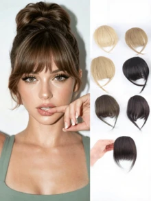 Clip In Bangs Real Human Hair Bangs Hair Clip Fringe With Temples Hairpieces Invisible Clip-In Bangs Soft French Air Bangs Forehead Bangs For Women Natural Looking Fake Bangs For Daily Wear Wispy Bangs Wig Dark Brown Multicolor - Multicolor - View 1
