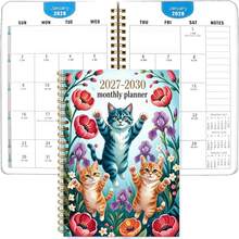 2027-2030 Monthly Planner/Calendar - 4-Year Monthly Planner From January 2027 To December 2030, Fun Cat And Floral Theme Cover Design Diary, Annual Calendar Planner, Monthly Index Pages, 48-Month Calendar, 5.5 X 8.3 Inches, Back To School Season Agenda 2026 2027 Material - A5 - View 5