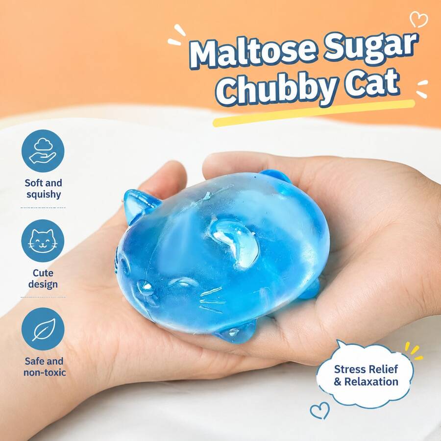 1 pieza Pelota antiestrés de gato genial, juguete de silicona relleno de masa suave para la punta de los dedos, juguete sensorial súper suave y maleable, juguete para aliviar la ansiedad para adolescentes y adultos, antiestrés para el escritorio de la oficina