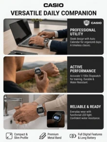 Casio CORE MEN 数字手表，适合作为送给父亲或男友的礼物 - 銀色 - View 5