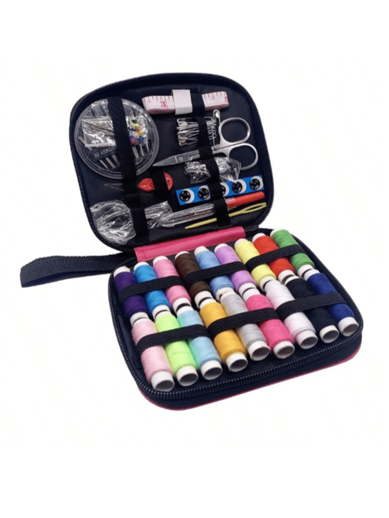 1 Conjunto de Kit de Ferramentas de Costura Profissional para Adultos | Kit de Ferramentas de Costura, Inclui Tesoura de Alfaiate, Linha, Agulhas, Cortador de Linha, Adequado para Viagem, Casa, Iniciantes - Multicolorido - Visão 1