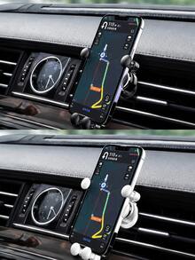 重力感應車用出風口手機支架，自動夾緊車用手機架，免持單手操作手機座，小巧穩定安全夾式，相容 iPhone 與 Android，汽車配件 - B - 查看 4