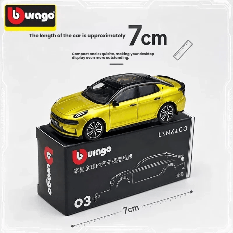 Burago 1:64 Lynk & Co 03 Modèle de voiture en alliage Voiture de sport Voiture miniature statique Jouet de voiture réaliste Collection Cadeau pour les garçons