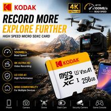 Kodak MicroSD 記憶卡 16GB 32GB 64GB 128GB 256GB，Class 10 U3 V30 A1 高速 TF 閃存卡，讀取速度 100MB/S，4K Ultra HD 影片錄製儲存卡，適用於手機、相機、無人機、行車記錄器、監視器和遊戲機 - 白色 - 查看 4