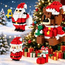 Christmas Micro Particle Building Blocks, 12 Styles Santa Claus Snowman Christmas Tree Reindeer Assembly Blocks, Children's Educational Handmade Puzzle Toy, Holiday Gift Small Decoration - Multicolor - View 4