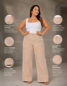 Women's Wide Leg Plus Size Jeans - High Quality - Beige - View 6