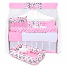 Kit Berço Imperial 11 Peças + Ninho Redutor com Almofada Nuvem 100% Algodão - Rosa - Nuvem - Visão 5