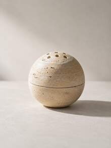 1pc Wabi-Sabi Style Round Hollow Stone Texture Incense Burner, Multi-Hole Spherical Aromatherapy Burner, 2 Colors Sandstone Dark Green, Yoga Meditation Healing Tea Room Decor Fragrance Gift - Stone Ball Incense Burner - View 13