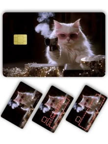 1/2/4/5/10pcs Cool Cat Credit Card Stickers Privacy Protection Card Skins, Cool Cat Birthday Gift PVC Material Anti-Fingerprint Anti-Scratch Wear-Resistant Card Covers, Suitable For Men And Women, Small Chip Cards, Bank Cards Decoration Stickers, Credit Cards, Transportation Cards, Student Campus Cards Personalized DIY - Type a - View 7
