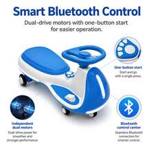 12V Electric Ride On Wiggle Car For Kids 3-8, 2-In-1 Electric & Manual Riding Toy With Bluetooth Music, LED Wheels & Early Education, Rechargeable Outdoor Ride On Toys For Boys Girls, Ideal Toddler Electric Ride On Toys & Kids Motorized Car.Blue - Blue - View 3