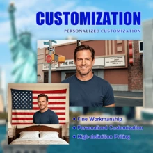 1 Stück anpassbare personalisierte Foto- & Text-Fahne Wandteppich, geeignet für Geburtstag, Hochzeit, Halloween, Weihnachten, Party, Vatertag/Muttertag, Heimdekoration, Schlafzimmer-Ästhetik, Raumdekoration, Schlafzimmerdekoration, Partydekoration Wandteppich - Verschiedenfarbig - Übersicht 8