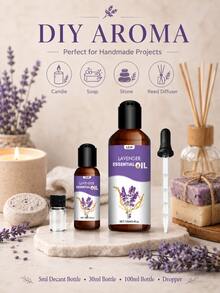 Óleo Essencial de Lavanda 100% Puro, 3 Tamanhos 100ml 30ml 10ml, Adequado para Difusores, Pedras Difusoras, Umidificadores, Velas, Quarto, Carro, Sala, Banheiro, Decoração de Casa, Suave e Fresco, Sem Álcool - óleo essencial de lavanda - Visão 5