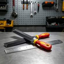 File + Steel Ruler 2pcs Set, Suitable For Sharpening Tools, Repairing, Measuring And Marking, Made Of High-Quality Steel, Durable And Sturdy - 2pcs - View 2