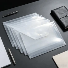 حقيبة مستندات A4 من بلاستيك PP شفاف أبيض، تصميم عصري بسيط متعدد الوظائف مقاوم للماء ومقاوم للبقع مع إغلاق بزر كبس، للعودة إلى المدرسة والطلاب والمكتب والقرطاسية وأوراق الامتحانات - أنماط متعددة - مشاهدة 3