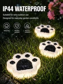 4入組 爪印太陽能地燈 IP44 防水戶外太陽能路徑燈 暖白/冷白/RGB 3種模式 LED 圓盤地埋燈 自動開關 無線寵物花園裝飾燈 適用庭院草坪露台走道景觀 - 熊爪燈 - 查看 1