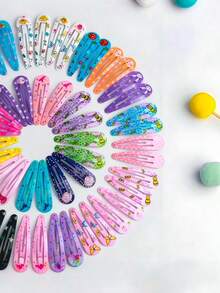 12/24/36/60pcs Colorful Printed BB Clips, Y2K Sweet Cute Hair Accessories, Durable And Hair- - Suitable For Women And Girls, Daily Essential - Multicolor - View 4