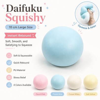 Slow Rebound Squishy Stress Relief Toy, Soft Squeeze Finger Sensory Ball, Kawaii Aesthetic Desktop Toy, Anti-Anxiety Decompression Toy Set, Office Home Relaxation Toy, Squishy Toy, Stress Relief Toy, Fidget Toy, Squeeze Toy, PU Squishy Toy