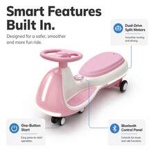 12V Electric Ride On Wiggle Car For Kids 3-8, 2-In-1 Electric & Manual Riding Toy With Bluetooth Music, LED Wheels & Early Education, Rechargeable Outdoor Ride On Toys For Boys Girls, Ideal Toddler Electric Ride On Toys & Kids Motorized Car. Pink - Pink - View 5