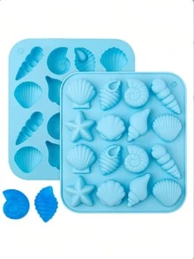 1/2入 12格貝殼與海星矽膠冰塊模具，海洋主題矽膠模具，貝殼模具，手工DIY，居家使用 - A - 查看 2