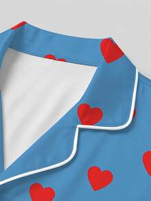 2pcs Men's Pajama Set, Satin Silk Heart Print Button Long Sleeve Top And Pants Loungewear Set, Autumn/Winter Clothing, Perfect Gift - Multicolor - View 7