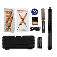 USB-aufladbarer Lötkolben Mit Digitalanzeige, Fünf Temperaturstufen, Kabelloser, Tragbarer Lötstift, Mit LED-Beleuchtung, Austauschbare Lötspitzen, Lötwerkzeug-Set Für Die Reparatur Von Mobiltelefonen Und Haushaltsgeräten - Grau - Übersicht 3