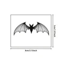 1pc Dark Bat Temporary Herbal Juice Tattoo Sticker, Black & White Gradient Line Art Precisely Recreating Delicate Bat Wing Texture With Transparent Wing Surface, Suitable For Shoulder, Neck, Forearm, Wrist, Etc., Ideal For Daily Outings, Holiday Trips, Nightclub Parties, Waterproof, Sweat-Resistant, Rub-Resistant, Non-Smudging - Sticker - View 6