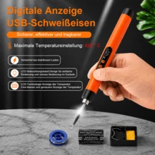 USB-aufladbarer Lötkolben Mit Digitalanzeige, Fünf Temperaturstufen, Kabelloser, Tragbarer Lötstift, Mit LED-Beleuchtung, Austauschbare Lötspitzen, Lötwerkzeug-Set Für Die Reparatur Von Mobiltelefonen Und Haushaltsgeräten - Grau - Übersicht 1