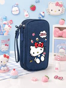 SANRIO 1個 Hello Kitty 印花數位收納袋，可愛多層拉鍊電子收納包，附腕帶，適用於電纜、耳機、卡片和小物品 - 彩色 - 查看 4