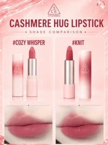 Lipstik 3CE Cashmere Hug #Knit, 3,5/1,5g, hasil akhir matte lembut, halus dan tidak membuat kering, ringan dan sangat berpigmen, cocok untuk semua warna kulit untuk pemakaian sehari-hari. - #MERAJUT - View 4