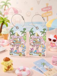 SANRIO 1個/2個可愛卡通旅行行李吊牌，便攜式行李箱識別吊牌附金屬環，Kawaii包包掛飾，適用於背包、行李箱及日常旅行 - 彩色 - 查看 8