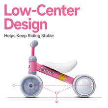 Balance Bike 1 Year Old – 4-Wheel Toddler Bike With Light-Up Wheels & Stable Steel Frame, Fun Toddler Outdoor Toys For Indoor Outdoor Play, Perfect As 1 Year Old Boy Gifts, Baby Toys 1 Year Old & 1st Birthday Girl Gifts.Pink - Pink - View 6