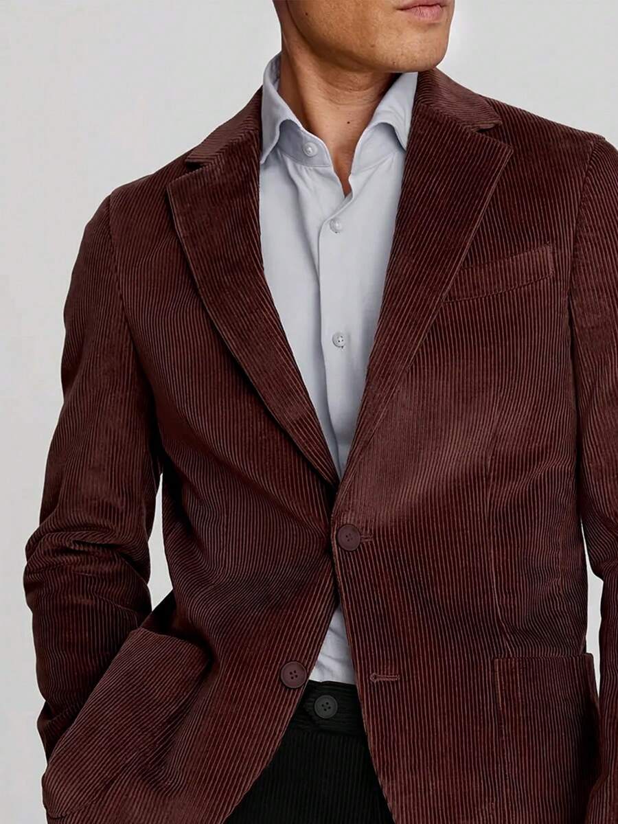 Men's Fashion Business, Casual Blazer Jacket, Long Sleeve Coat - Coffee Brown - View 1