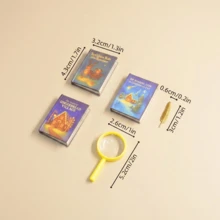 Premium Miniature Christmas Book Set Of 5 – 3 Festive Story Mini Books With Magnifier & Feather Bookmark, Incredible Readable Detail, Dollhouse Decor Accent, Bookshelf Ornament, Holiday Gift For Collectors - 5Pcs - View 2