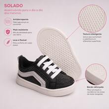 Tenis Menina Baby Leve |  Estilo Casual Com Conforto Premium, Melhor Qualidade | ENTREGA RAPIDA! - PRETO-PRATA vs - Visão 10