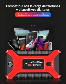 Fuente de alimentación de emergencia multifuncional súper práctica, arrancador de coches de 12V, banco de energía portátil - carga rápida de teléfonos, luz de emergencia LED, arrancador de baterías de coche portátil de 12V, esencial para el hogar, actividades al aire libre y viajes. - Fuente de alimentación multifuncional - Ver 3