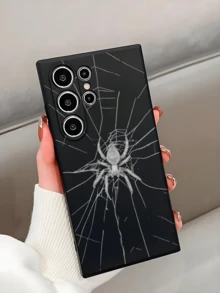 1pc Premium Grey Spider Web Pattern Black TPU Soft Shell Protective Case, Wear-Resistant, Shockproof, Full Coverage, Compatible With Huawei Honor Galaxy A04e/A05s/A13/A14/A15/A34/A35/A50/A52/A53/A54/S21/S22/S23/S24/S25/S25Ultra/S25 FE/S26/S26PLUS/S26ULTRA/S26 EDGE/ 6A/7A/8A/ 12T/13T/14T [International Version, Not Local Version] - Black - View 3