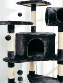 165cm Tall Multi-Level Cat Tree, Wear-Resistant Sisal Scratching Posts, Complete With Cat Houses And Hammocks, Equipped With Interactive Cat Ball, Integrates Climbing, Scratching And Resting Functions In One - Random Color - View 8