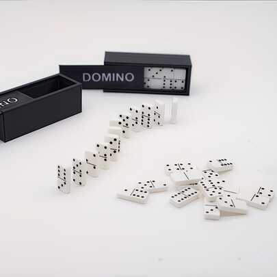 Mini Domino Game Set, White With Black Dots Resin Domino Tiles Miniature Model, 28 Pieces Dominoes With Storage Box, Realistic Dollhouse Accessories, Dollhouse Decoration Ornament, Holiday Gift And Decoration