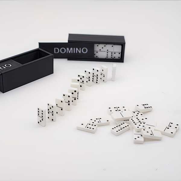 Mini Domino Game Set, White With Black Dots Resin Domino Tiles Miniature Model, 28 Pieces Dominoes With Storage Box, Realistic Dollhouse Accessories, Dollhouse Decoration Ornament, Holiday Gift And Decoration