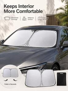 Portable Universal Car Front Windshield Sun Shade - Car Interior Heat Insulation Front Windshield Cover, Summer Car Front Windshield Sun Shade, UV Protection Heat Insulation Sun Shade, RV Essential, Car Cover, Car Accessories, Camping - Multicolor - View 2