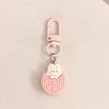 Cartoon Cute Snack Cookie Animal Pink Rabbit Keychain, Kindergarten Kids Pendant, Phone Charm, Simple Car Key Chain, Earphone Phone Charm Decoration Gift - Multicolor - View 13