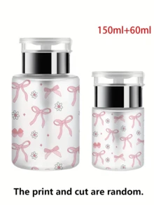 60ml/150ml Nail Art Pump Bottle, Transparent Pump Bottle With Pink Bow Pattern, Alcohol Nail Polish Remover Storage Container, Large Capacity Makeup Remover Refillable Bottle With Pump Head, Acetone Container Travel Bottle, Cosmetic Accessories Essential For Dorm And Bathroom - Multicolor - View 12