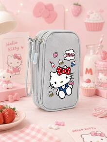 SANRIO 1個 Hello Kitty 印花數位收納袋，可愛多層拉鍊電子收納包，附腕帶，適用於電纜、耳機、卡片和小物品 - 彩色 - 查看 9