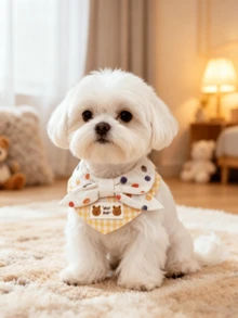 Cute Polka Dot Bear Pet Bandana Bow Tie, Yellow Plaid Cat & Dog Collar Scarf, Colorful Polka Dot Large Bow Tie Cat & Dog Bandana Bib, Suitable For Daily Wear, Birthday Party, Photo Styling - Multicolor - View 2