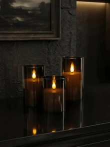 1/2/3 piezas Velas parpadeantes, sin llama, alimentadas por batería, con control remoto, función de temporizador, adecuadas para el hogar, la granja, el baño - negro - Ver 5